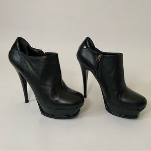 YSL Yves Saint Laurent Black Leather Tribute Ankle Booties Heels 36.5 (US 6)